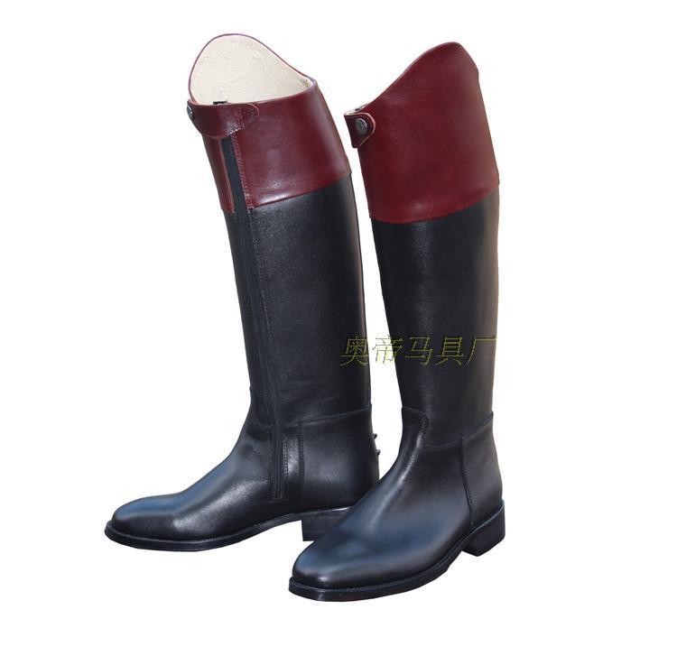 Contrasting color equestrian riding boots