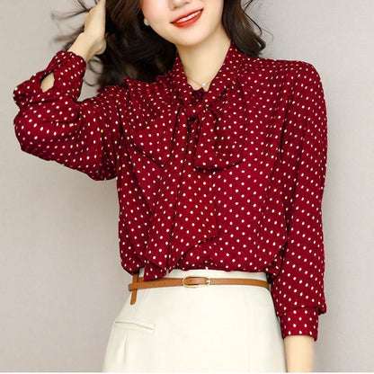 Women's Fashionable Polka Dot Shirt Casual Top