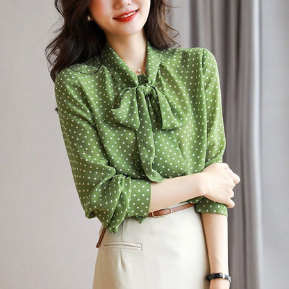 Women's Fashionable Polka Dot Shirt Casual Top