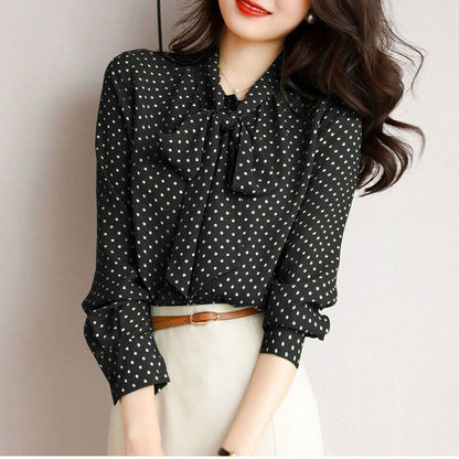 Women's Fashionable Polka Dot Shirt Casual Top