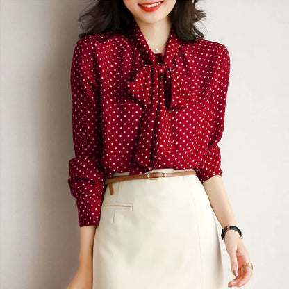 Women's Fashionable Polka Dot Shirt Casual Top