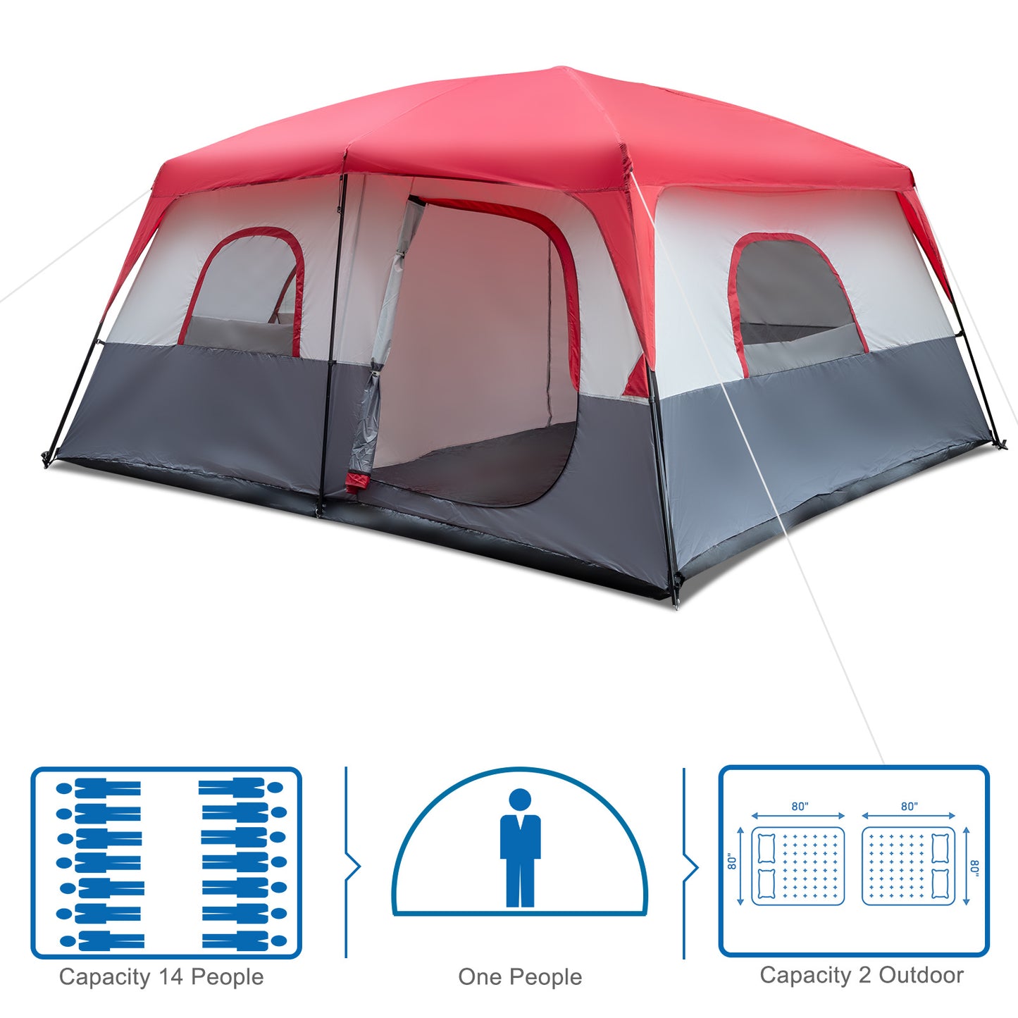 Red And White Camping Tent 430x430x210cm